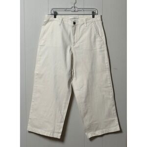 NWT Ella Moss Women's Wide Leg Crop Pants Ivory Cream Denim Trousers Size 10